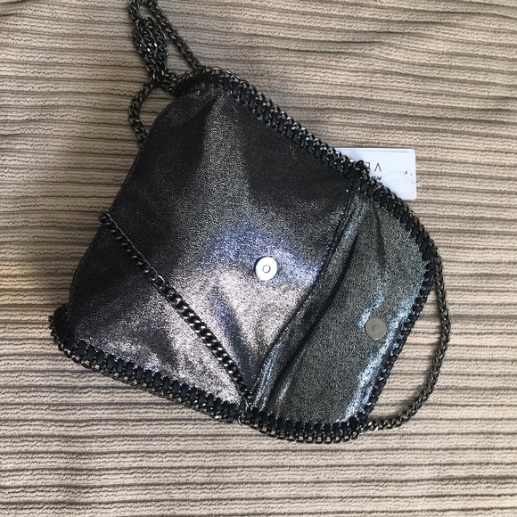 PETA-Approved Vegan Charcoal Chained Evening Bag (Last One) - Picture 5 of 8